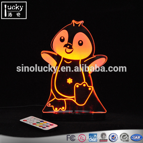 Penguins shape avaliable customized acrylic led light